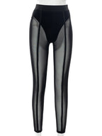 Mesh High-Rise Pencil-Cut Leggings with Sheer Detailing