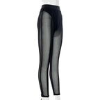 Mesh High-Rise Pencil-Cut Leggings with Sheer Detailing