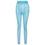 Mesh High-Rise Pencil-Cut Leggings with Sheer Detailing