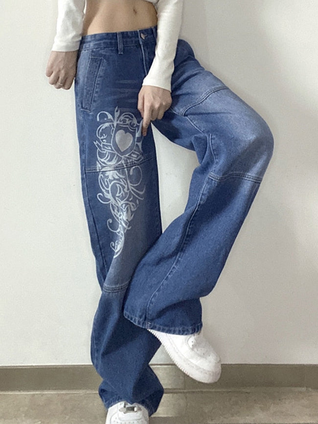 Cargo Baggy Wide-Leg Jeans with Low Waist Main image