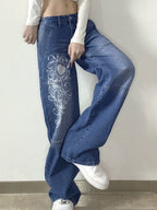 Cargo Baggy Wide-Leg Jeans with Low Waist