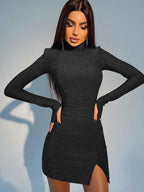Knit Stretch-Blend Mini Dress with Polyester Fabric