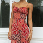 Panelled Adjustable-Strap Dress with V-Neckline