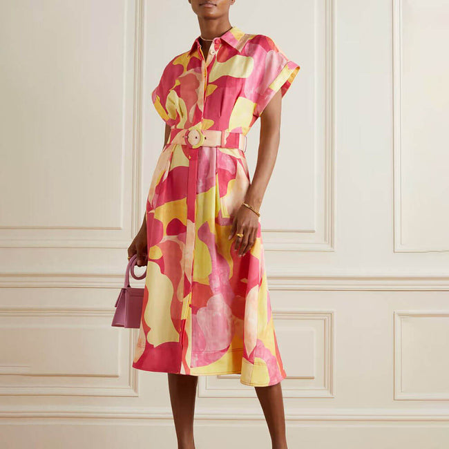 Floral Boho Dress with Short Sleeves Main image