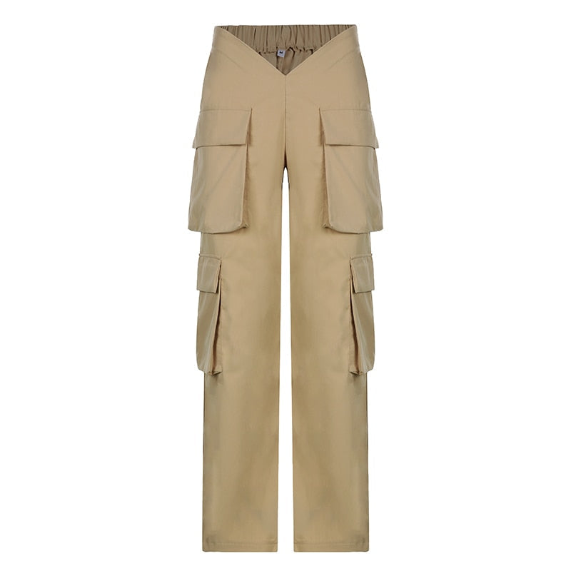 Cargo High-Rise Pants with Pockets
