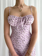 Slip-Style Satin Maxi Dress with Floral Details