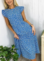 Daisy-Detail Floral Ruffled Dress