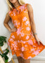 Stretch-Blend Floral Polyester Dress with Ruffle Details