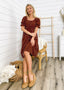Polka-Dot Square-Neck Puff-Sleeve Dress