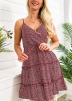 Floral Polyester Dress with Waist Tie