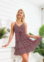 Floral Polyester Dress with Waist Tie