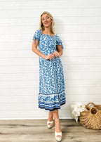 Boho Printed Square-Neck Dress