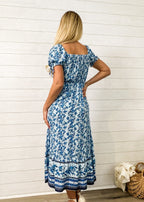 Boho Printed Square-Neck Dress