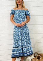 Boho Printed Square-Neck Dress