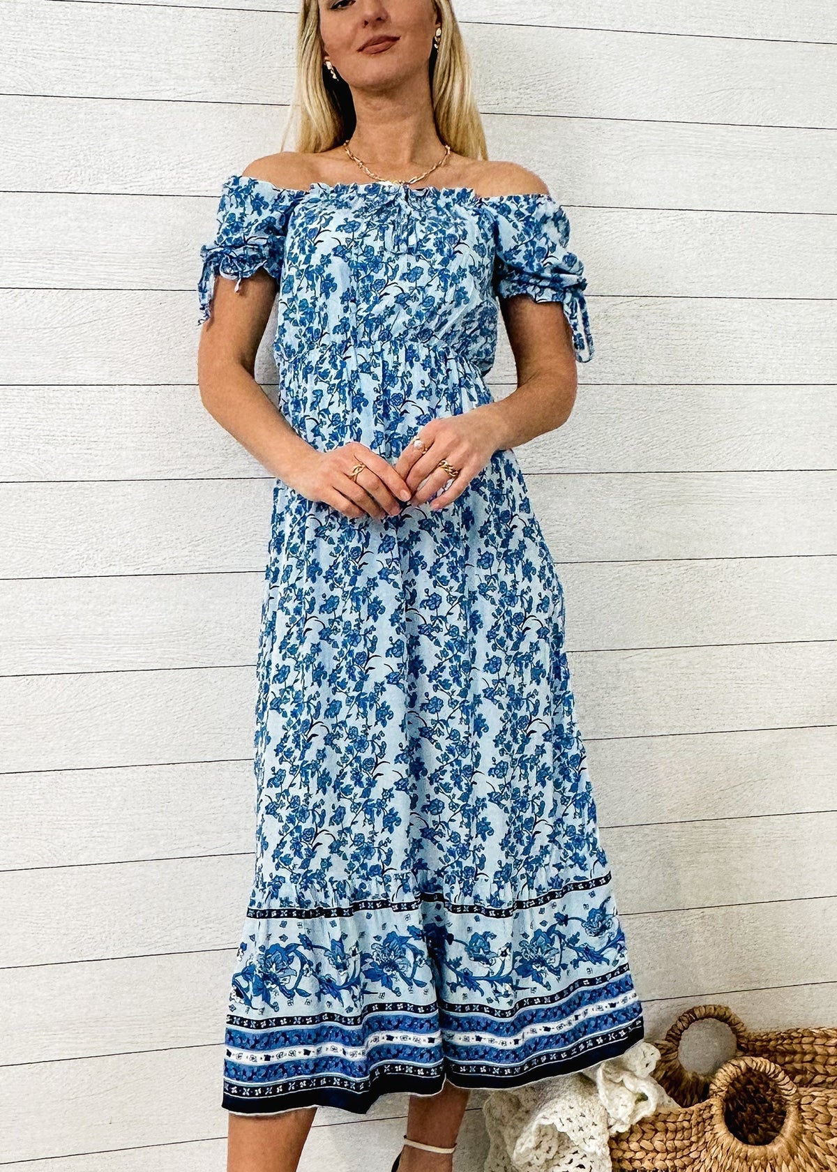 Boho Printed Square-Neck Dress