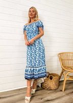 Boho Printed Square-Neck Dress