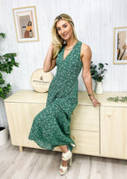 Floral Polyester Dress with Halter Neckline
