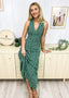 Floral Polyester Dress with Halter Neckline