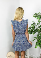 Floral Polyester Dress with V-Neckline