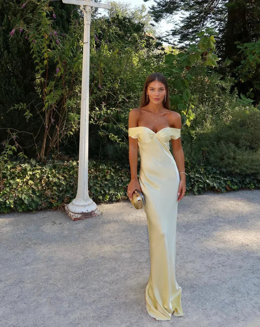 Satin Maxi Dress with Open Back