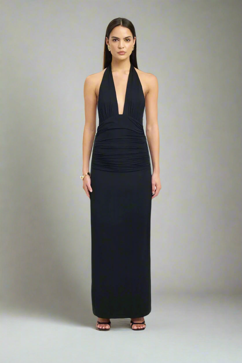 Jersey Maxi Dress with Halter Neckline