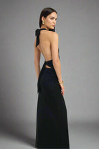 Jersey Maxi Dress with Halter Neckline