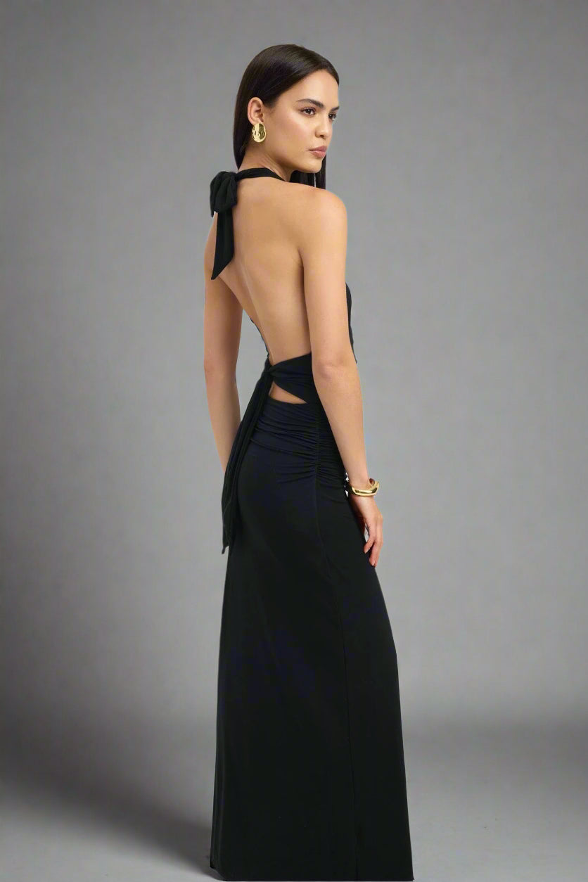 Jersey Maxi Dress with Halter Neckline
