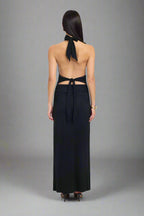 Jersey Maxi Dress with Halter Neckline