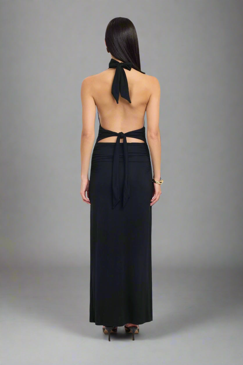Jersey Maxi Dress with Halter Neckline