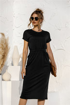 Leather Brushed Dress with Pockets