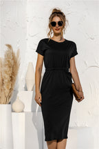 Leather Brushed Dress with Pockets