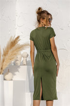 Leather Brushed Dress with Pockets