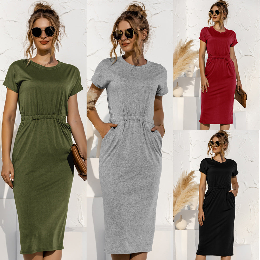 Leather Brushed Dress with Pockets