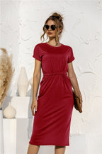 Leather Brushed Dress with Pockets