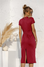 Leather Brushed Dress with Pockets