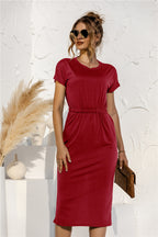 Leather Brushed Dress with Pockets