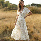Ruffled Maxi Dress with Waist Tie