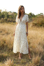 Ruffled Maxi Dress with Waist Tie