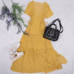 Ruffled Maxi Dress with Waist Tie