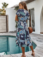 Tropical Dress with Wrap Detail