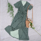 Wrap-Style Printed Maxi Dress with Waist Tie