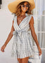 Striped Ruffled Bow-Detail Dress