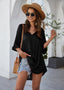 Short Solid-Color Dress with V-Neckline