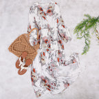 Floral Boho Maxi Dress with V-Neckline
