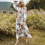 Floral Boho Maxi Dress with V-Neckline