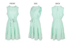High-Neck Belted Ruffled Dress