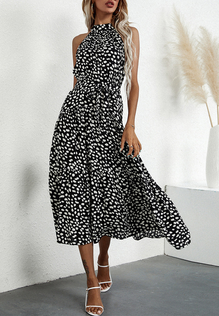 Halter Ruffled Maxi Dress