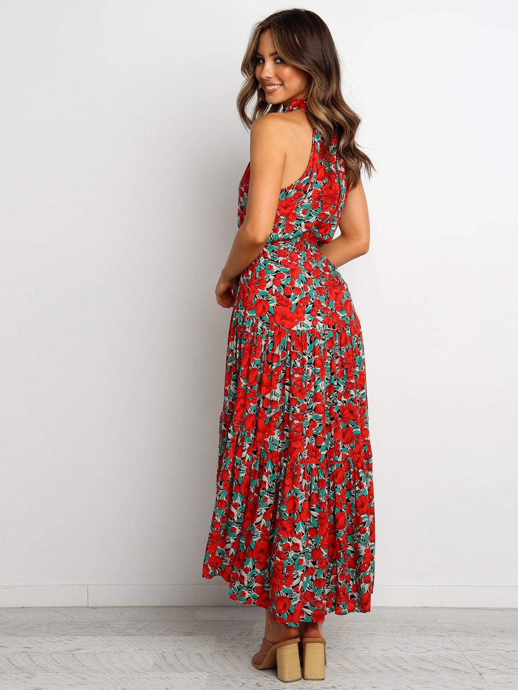 Halter Ruffled Maxi Dress