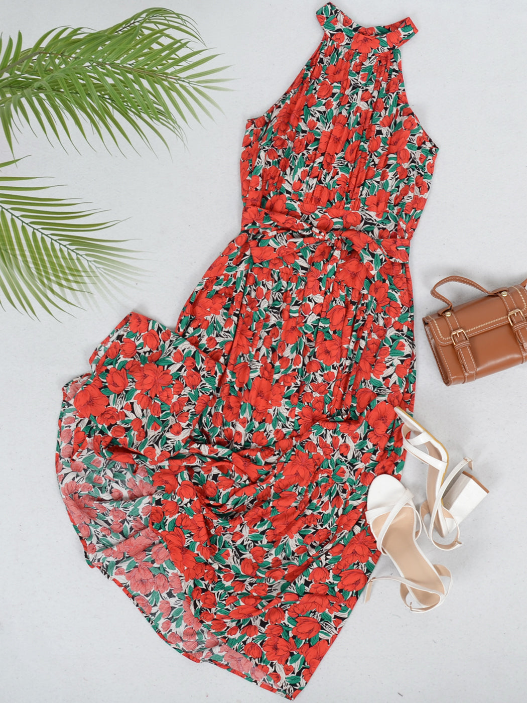 Halter Ruffled Maxi Dress