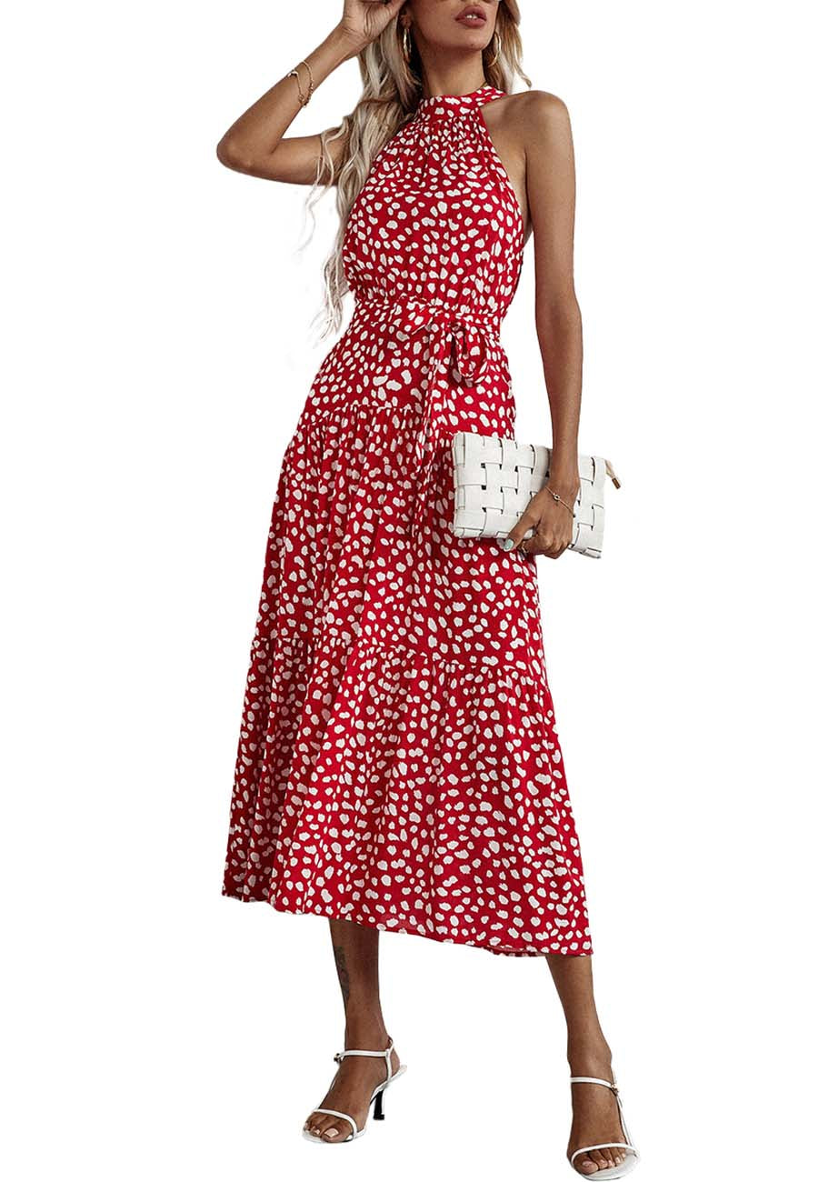 Halter Ruffled Maxi Dress